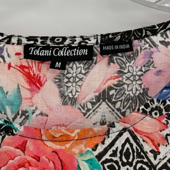 Tolani Collection Floral Print Tunic Top Size Medium Modal Boho Womens Blouse - Picture 7 of 10